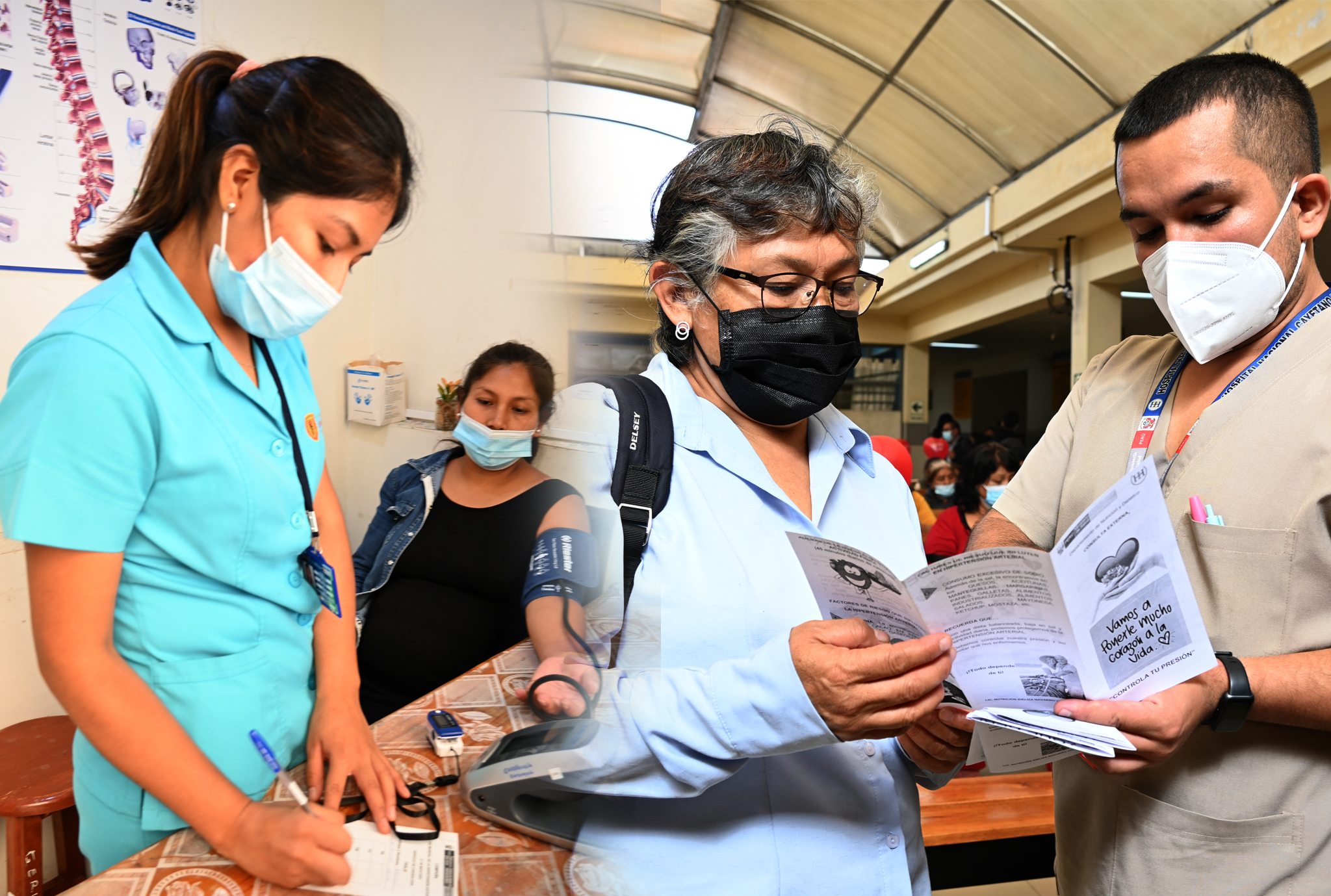 Imagen del personal asistencial y pacientes del Hospital Cayetano Heredia