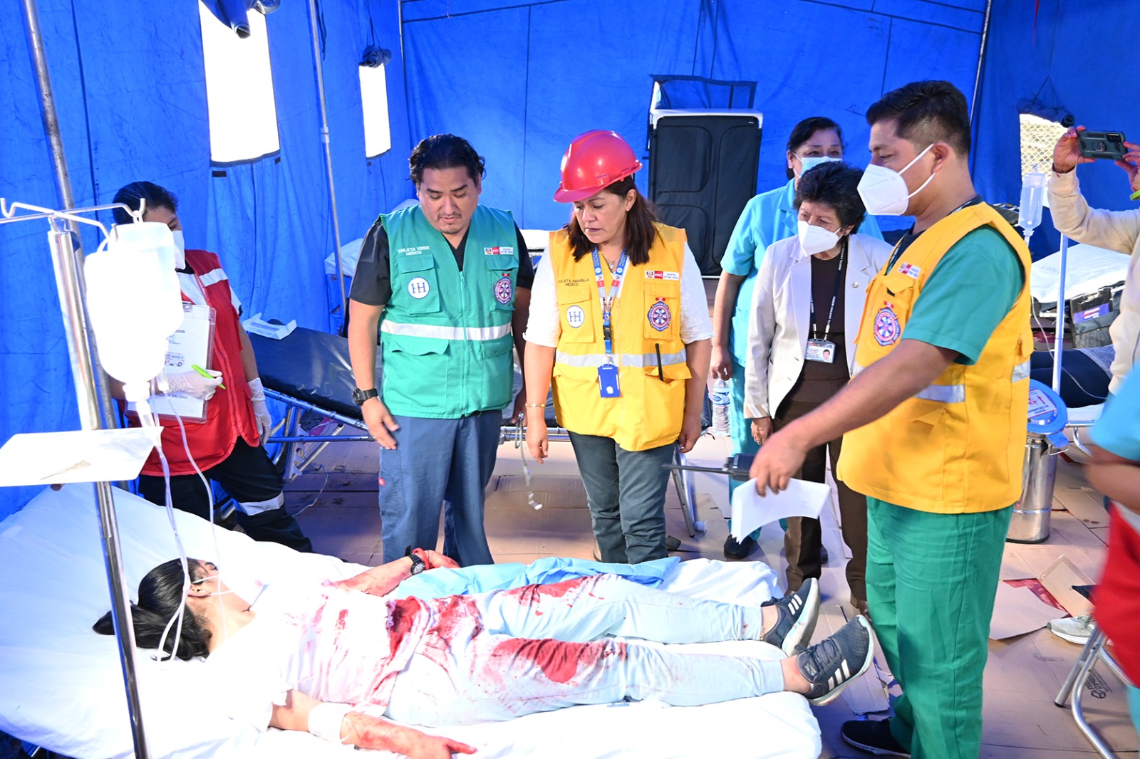 Imagen del simulacro dentro de las instalaciones del Hospital Cayetano Heredia